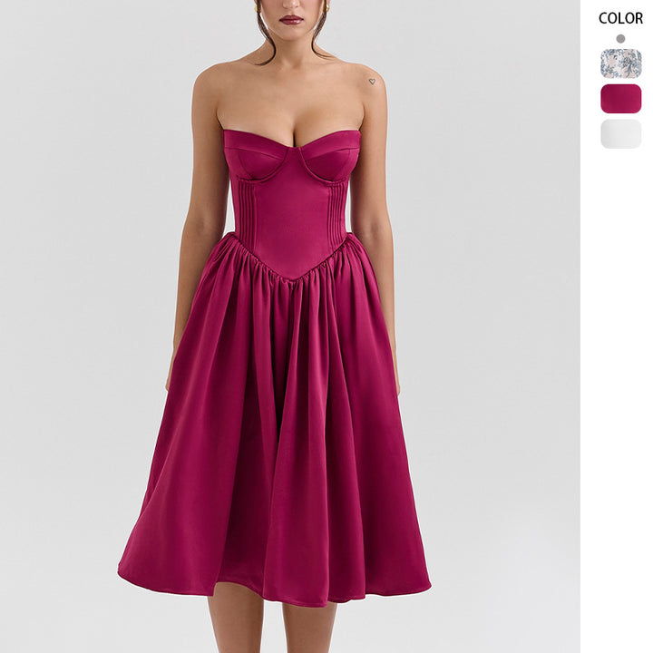Robe de cocktail élégante pour femmes avec top corset et jupe volumineuse Levoire