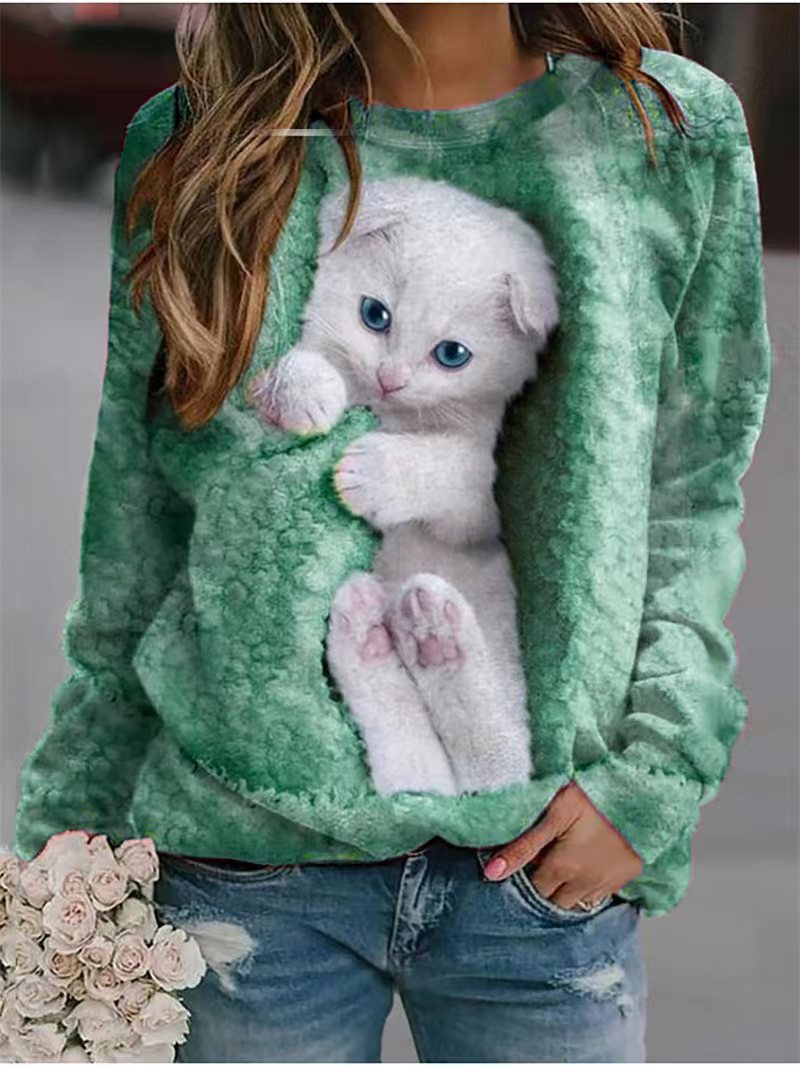 Sweatshirt pour femmes avec motif de chat mignon Levoire