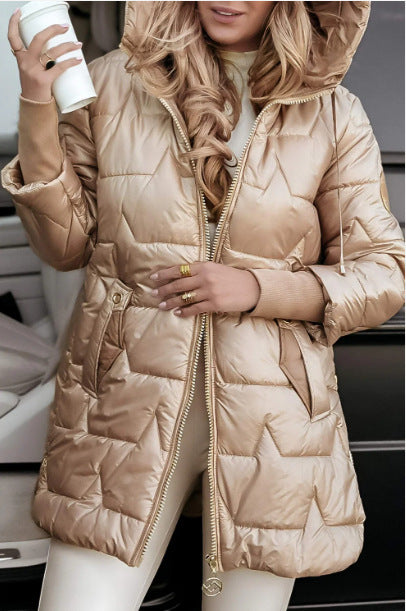 Veste de transition matelassée pour femmes avec col montant et capuche détachable Levoire