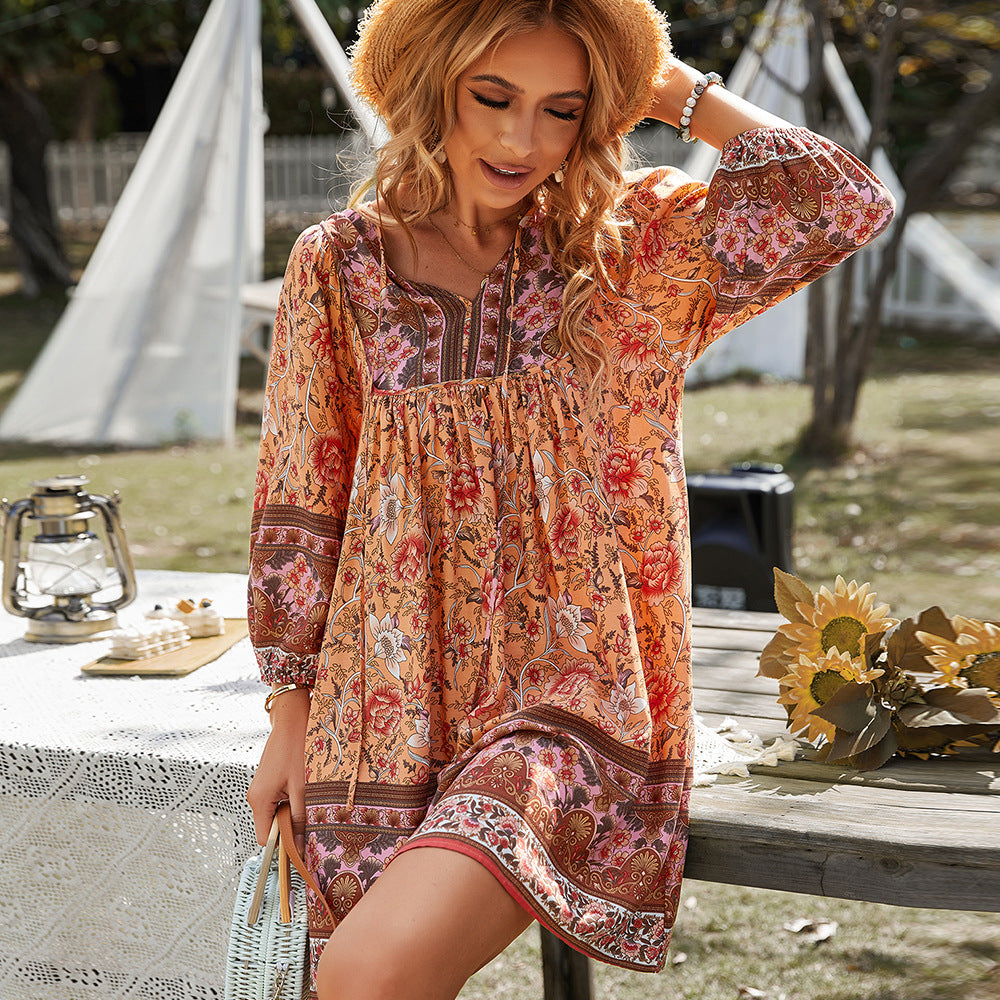 Levoire | Robe Florale Boho Chic Orange