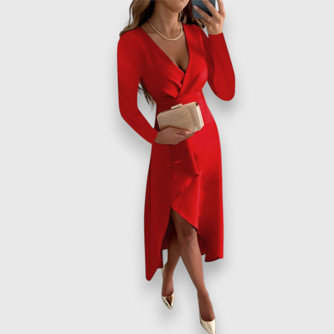 Levoire | Robe Enveloppante Col Rond Rot