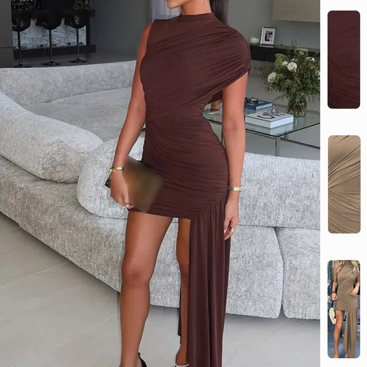Robe de cocktail asymétrique pour femme avec drapé Levoire