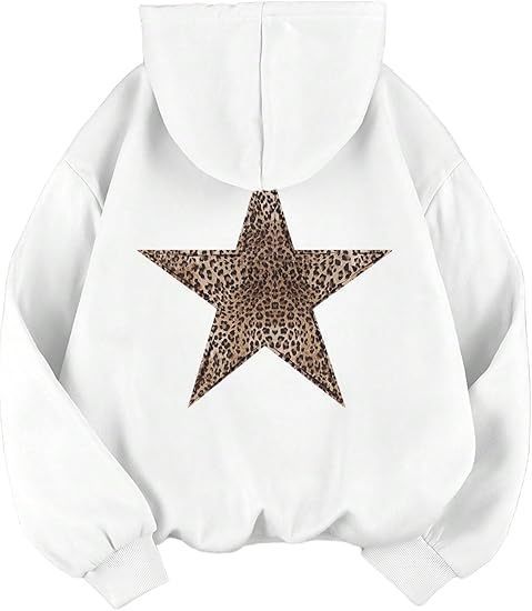 Haut à capuche pour femme avec grand motif étoile imprimé léopard Levoire