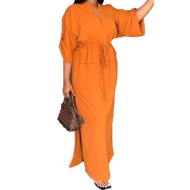 Robe maxi décontractée pour femmes avec ceinture et larges manches Levoire