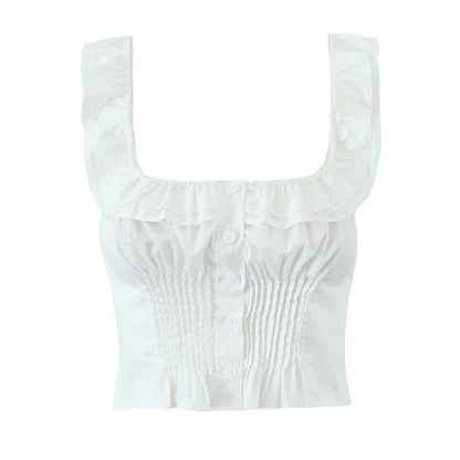 Levoire | Boîte de fronces Gilet de fronces sans manches Jupe Haut blanc