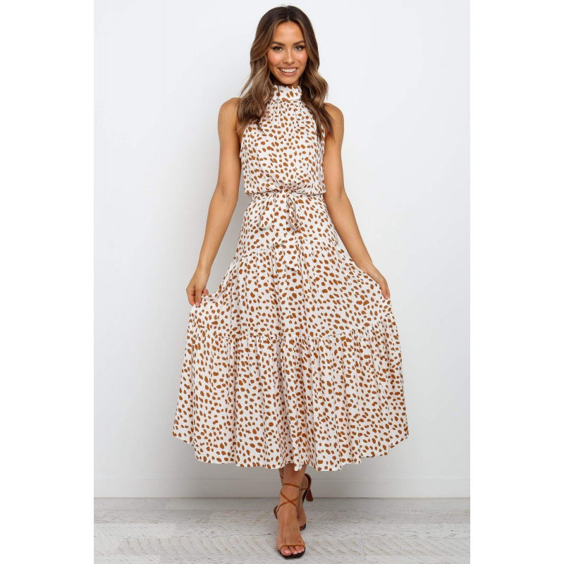 Robe maxi pour femme avec un design élégant à enrouler et un motif à pois moderne Levoire