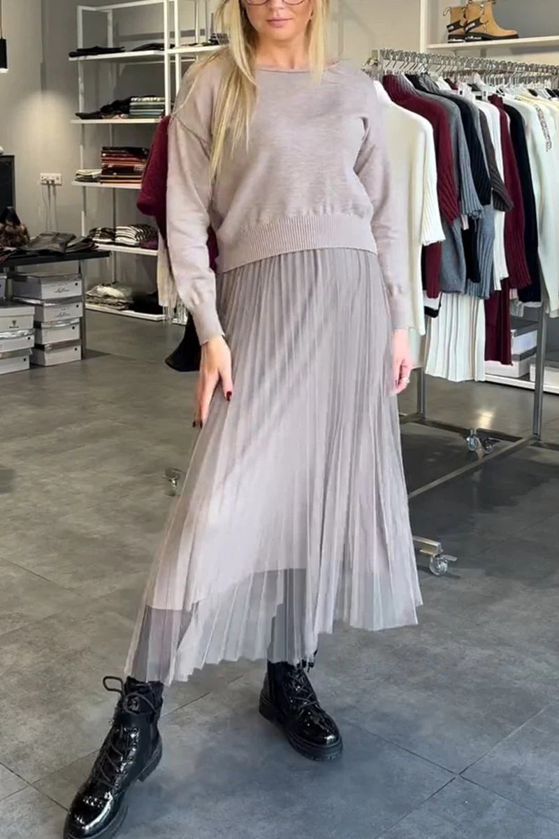 Robe maxi plissée pour femmes avec superposition élégante et haut chic Levoire