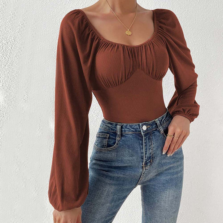 Maillot de bain femme avec manches bouffantes longues et haut froncé Levoire