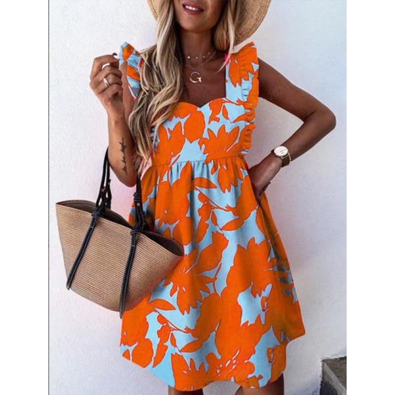 Robe d'été pour femme avec des détails en volants et un motif floral Levoire