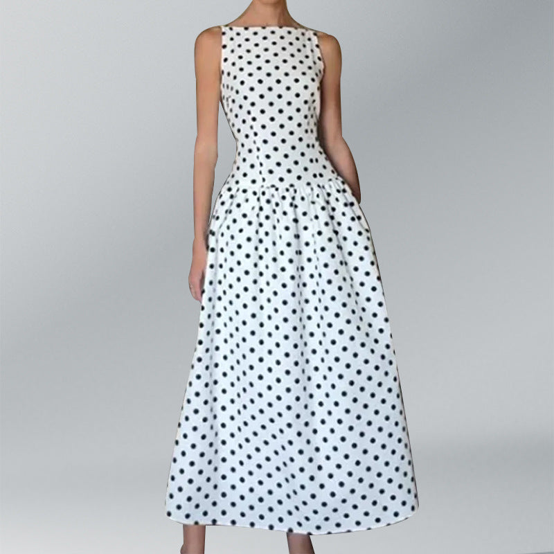 Robe Maxi Rétro Femme à Pois et Jupe Volumineuse Levoire