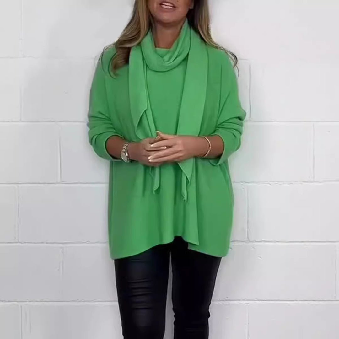 Pull femme décontracté avec foulard à la mode Levoire