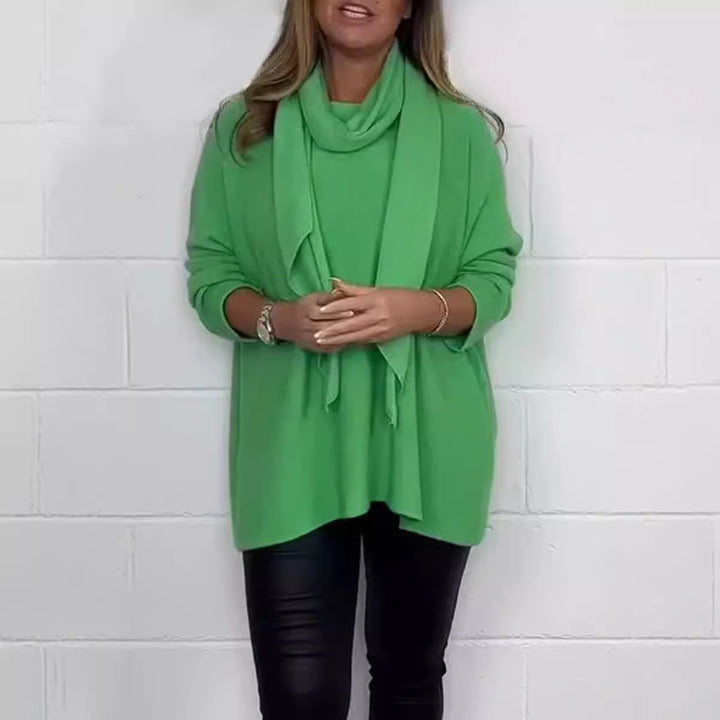 Pull femme décontracté avec foulard à la mode Levoire