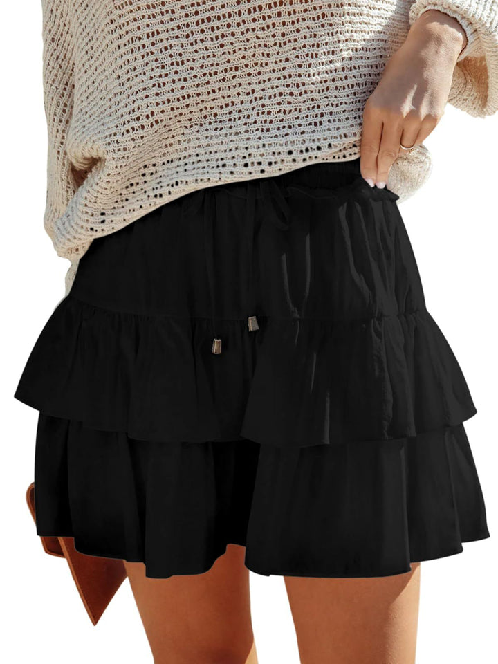 Levoire | Jupes mini haute taille en céramique froncée tendance noir