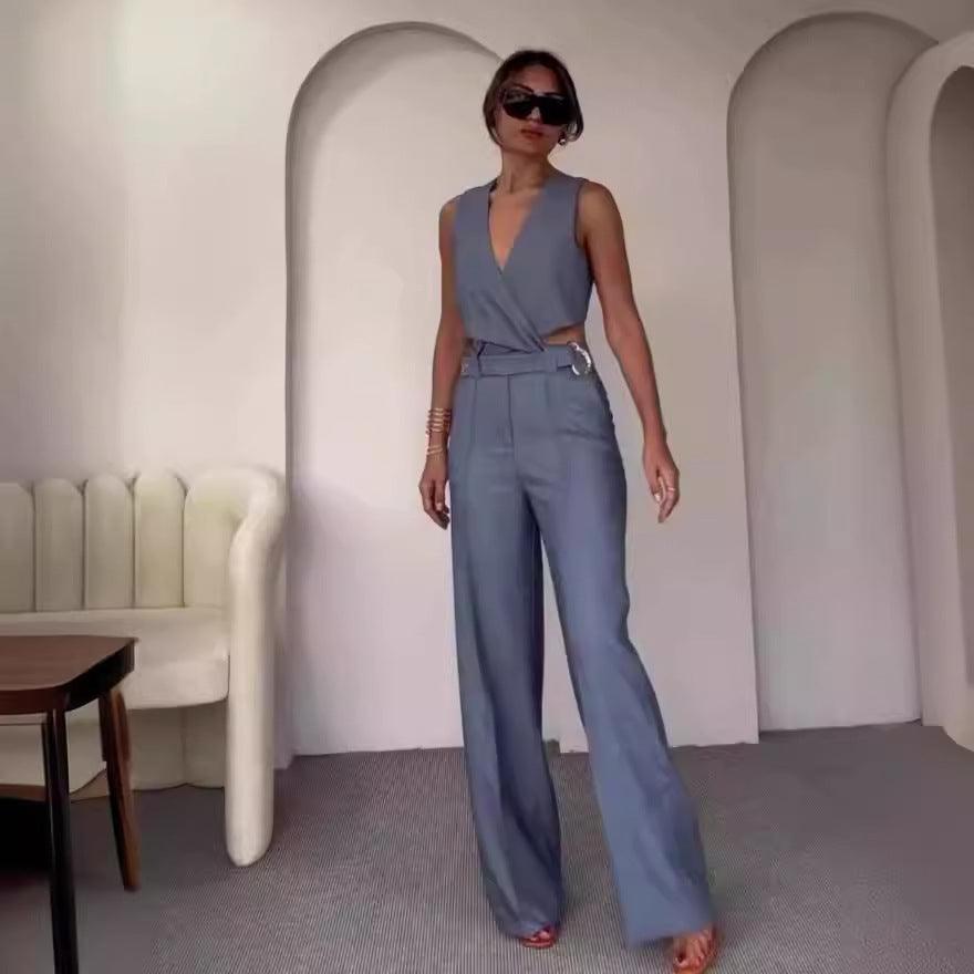 Levoire | Ensemble Élégant De Veste Et Pantalon 2 Pièces Bleu