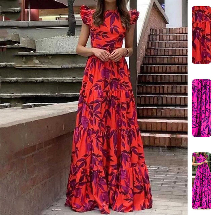 Robe maxi femme avec détails en volants et design floral Levoire
