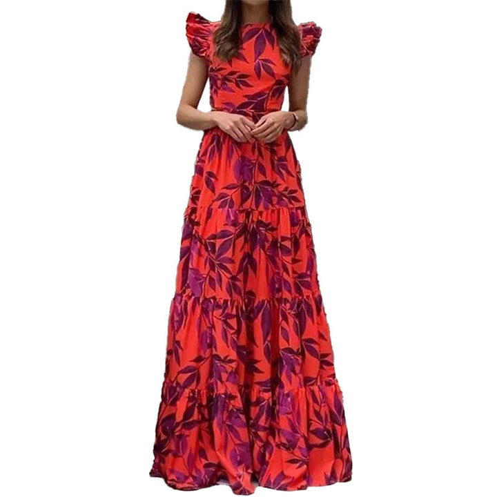 Robe maxi femme avec détails en volants et design floral Levoire