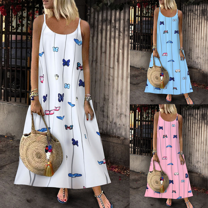 Robe maxi pour femmes avec motif de papillon créatif et silhouette aérienne Levoire