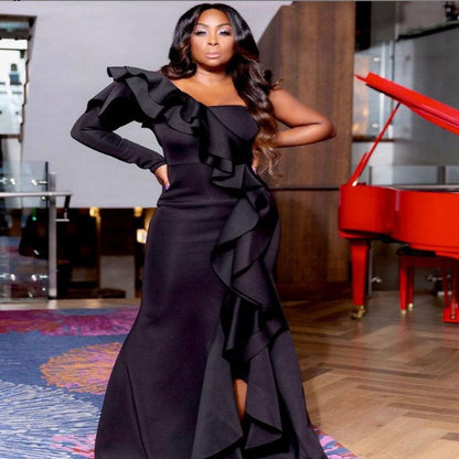 Levoire | Robe de soirée élégante asymétrique noir