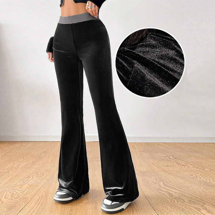 Pantalon en velours évasé pour femme avec taille élastique et design scintillant Levoire