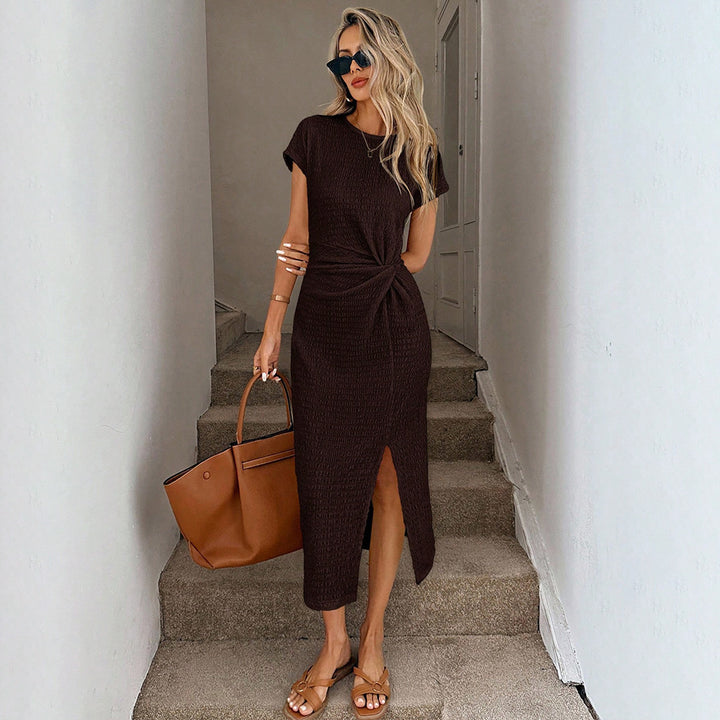 Robe maxi femme avec nœud élégant et finition à fente latérale haute Levoire