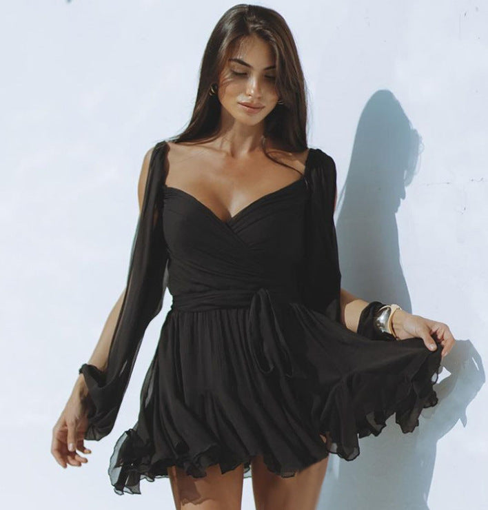 Levoire | Robe D'Été Élégante Courte Noir
