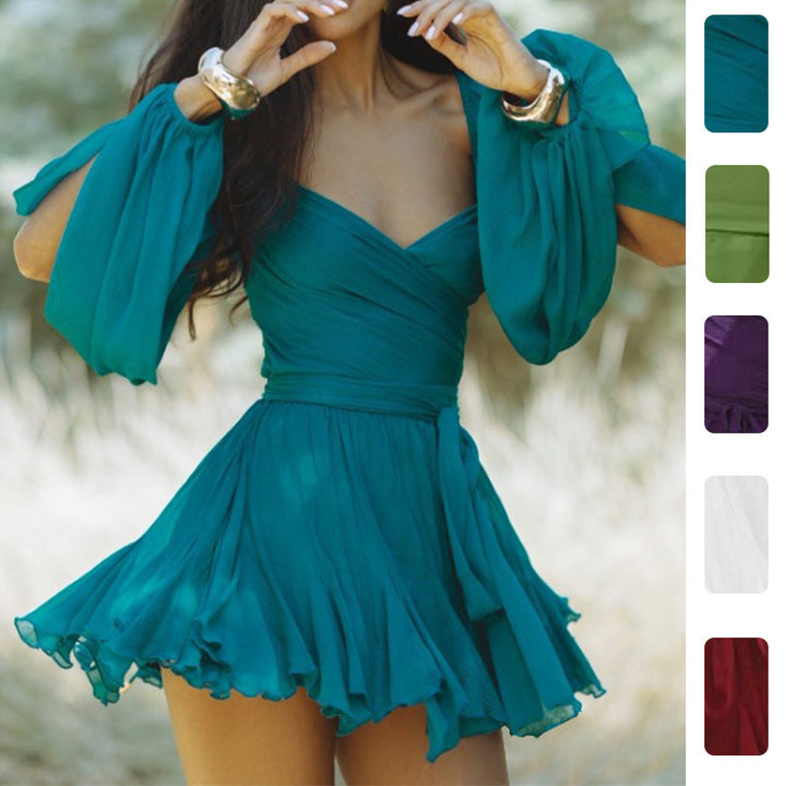 Robe à manches courtes pour femme avec imprimé léopard et manches volumineuses Levoire