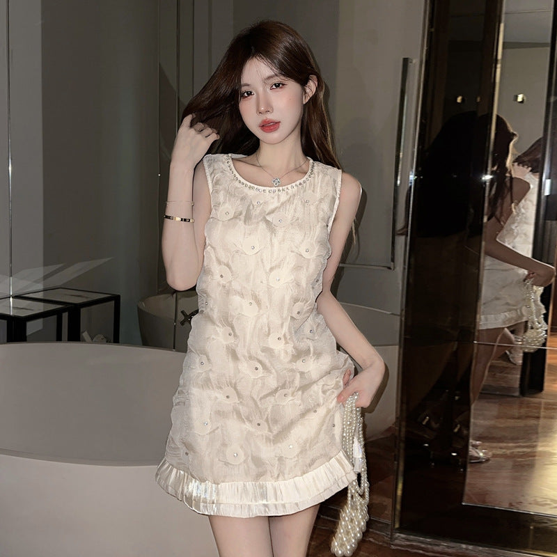 Levoire | Clous-Robe Chanel Col Ronde-Pliée-Ouest-Robe Off-white