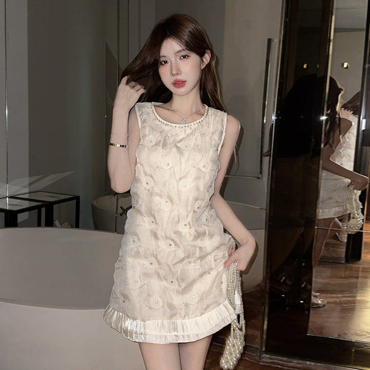 Levoire | Clous-Robe Chanel Col Ronde-Pliée-Ouest-Robe Off-white