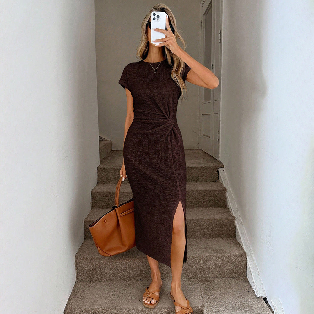 Robe maxi femme avec nœud élégant et finition à fente latérale haute Levoire