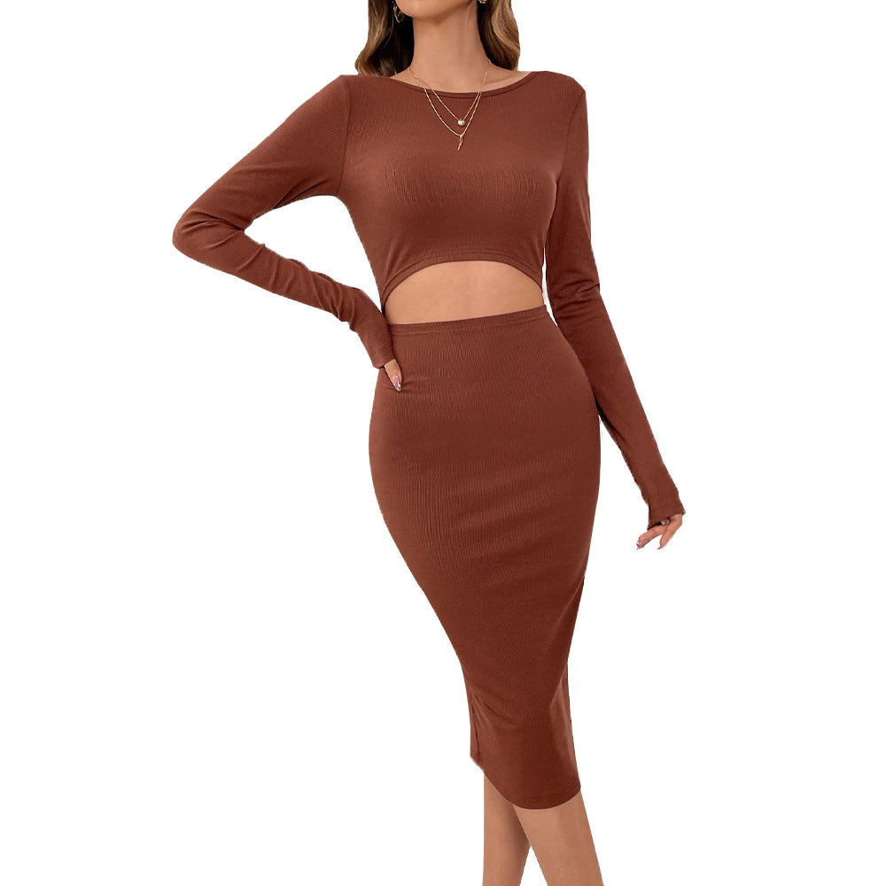 Robe midi ajustée pour femme avec des découpes et des manches longues Levoire