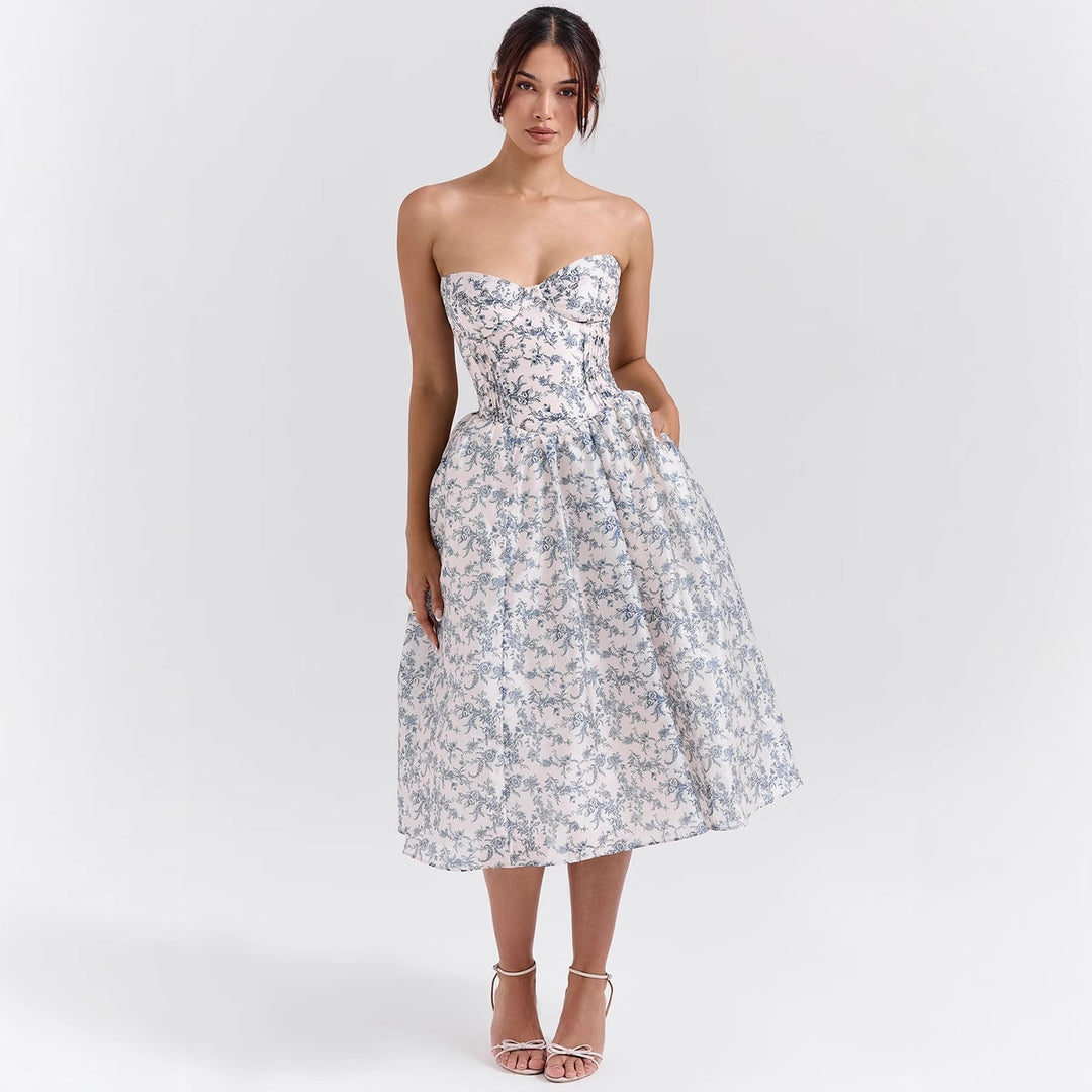 Robe de cocktail élégante pour femmes avec top corset et jupe volumineuse Levoire