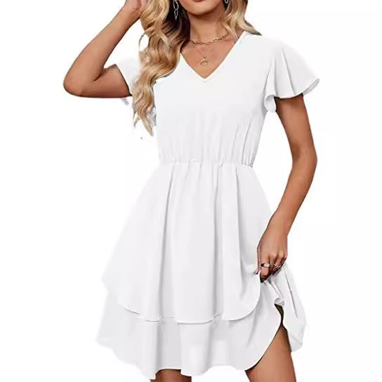 Robe décontractée femme avec jupe flottante et manches froncées Levoire
