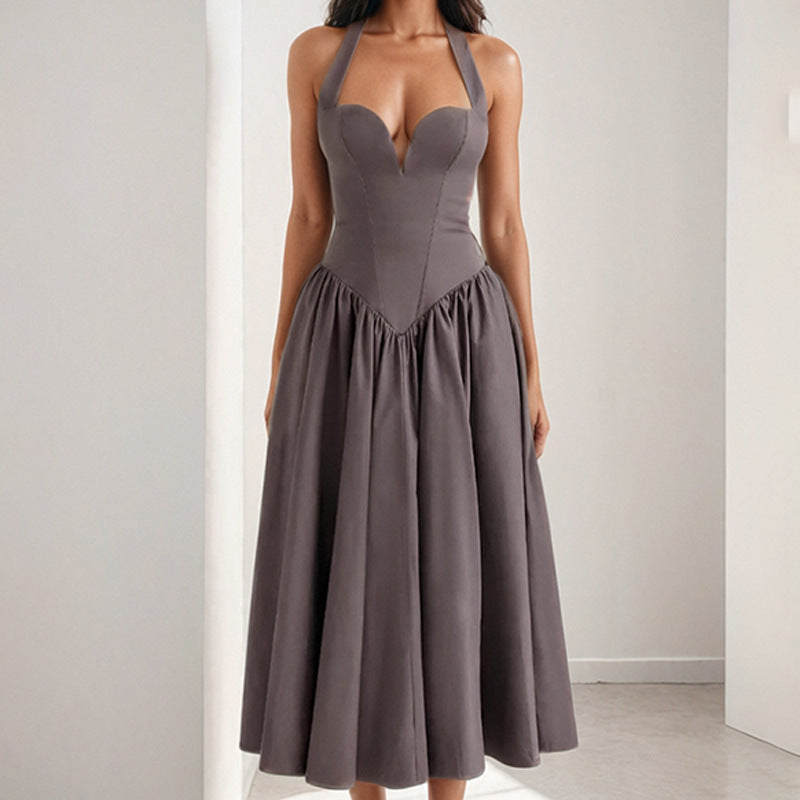 Robe de soirée pour femmes de haute qualité avec décolleté en cœur profond et jupe volumineuse Levoire