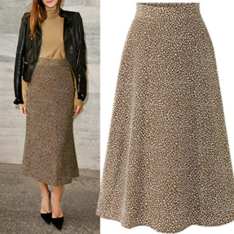 Jupe midi pour femmes avec une coupe élégante en A et un design à pois à la mode Levoire