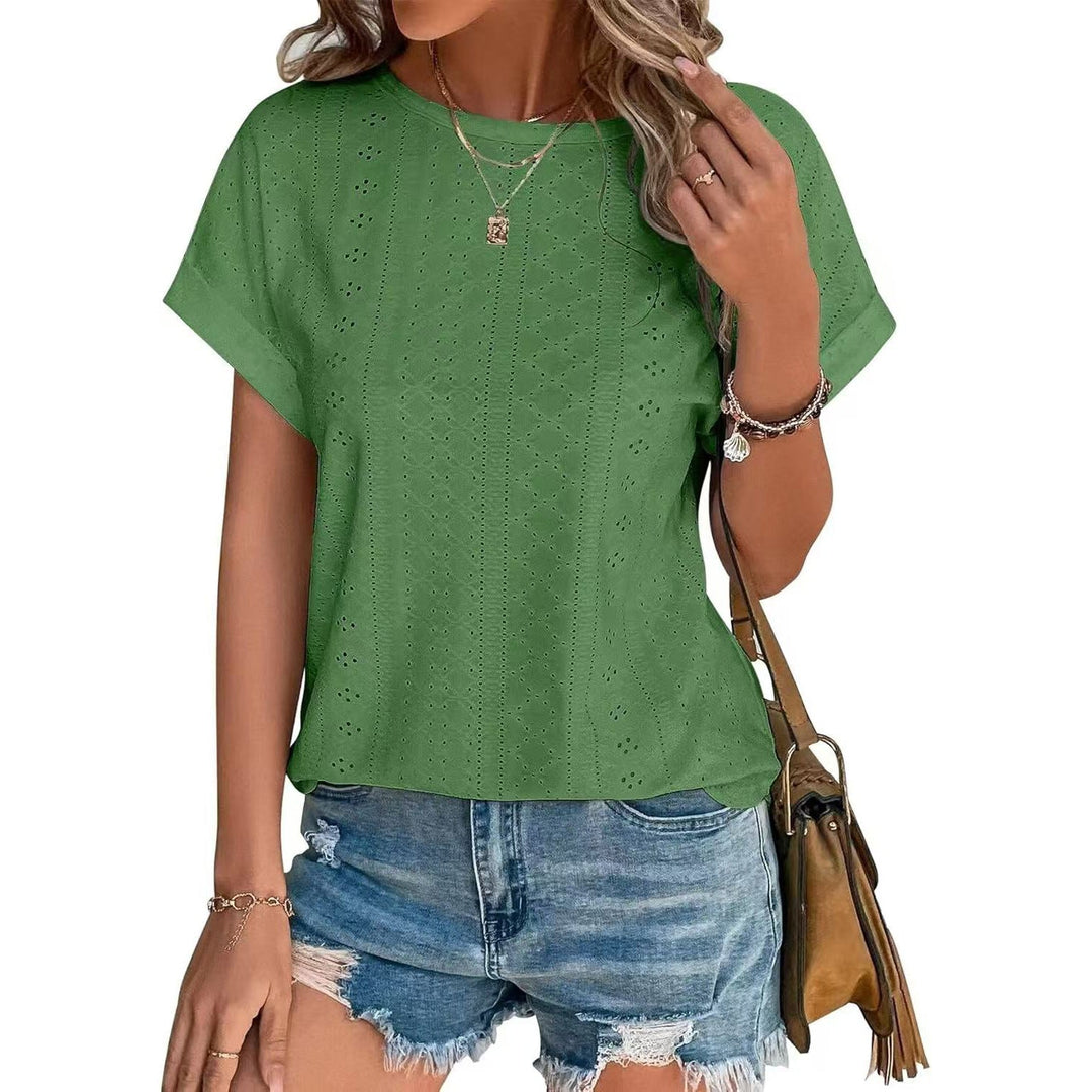 Levoire | T-shirt décontracté à col rond à manches courtes Vert clair
