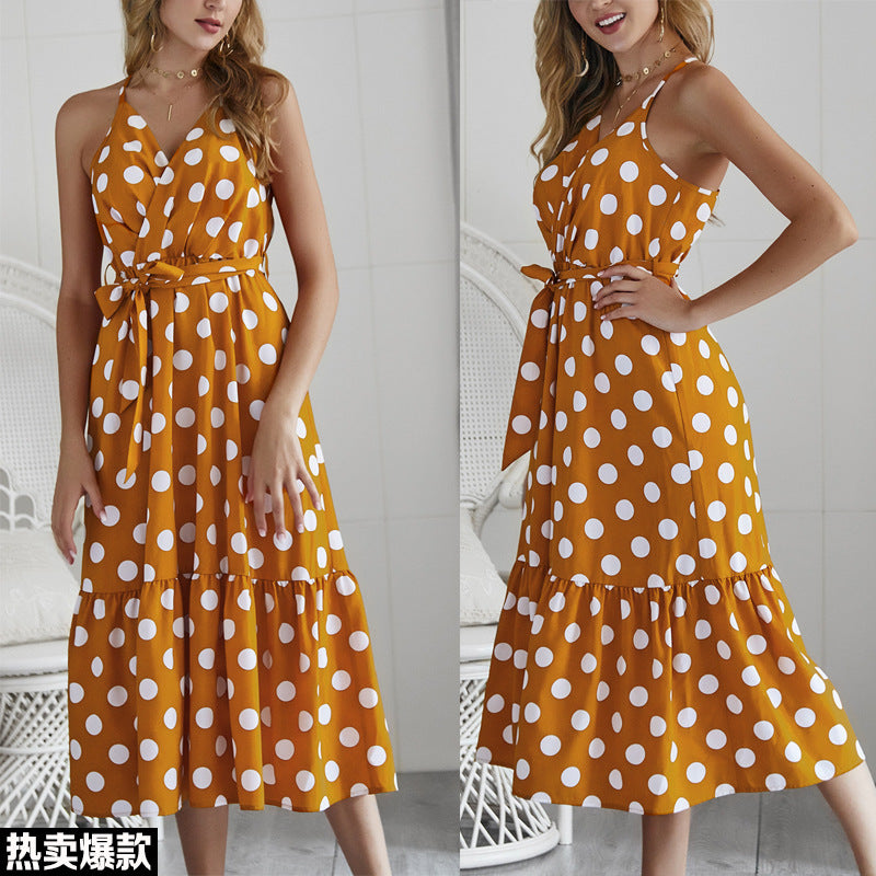 Robe maxi femme à pois et volants par Levoire