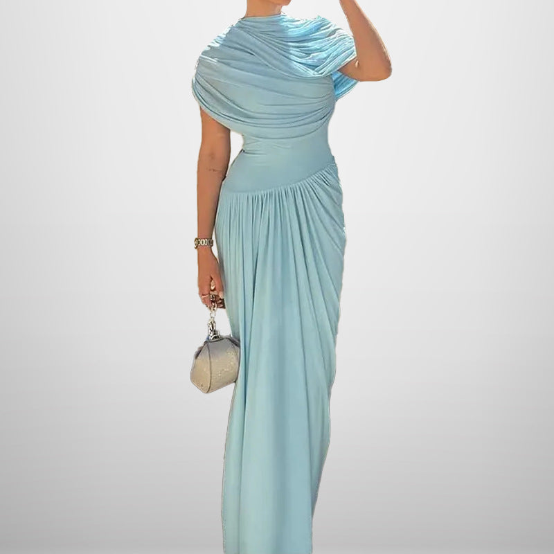Robe Maxi Enveloppante Élégante pour Femmes avec Détails de Drapé Raffinés Levoire