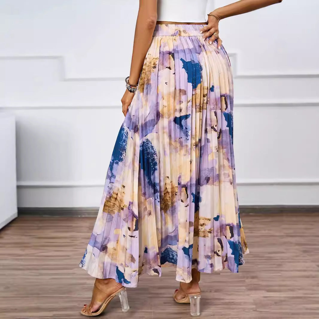 Jupe maxi pour femmes avec détails plissés et design floral Levoire