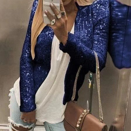 Levoire | Trendik couleur estompée Paillette Veste courte de loisirs Meriheinä