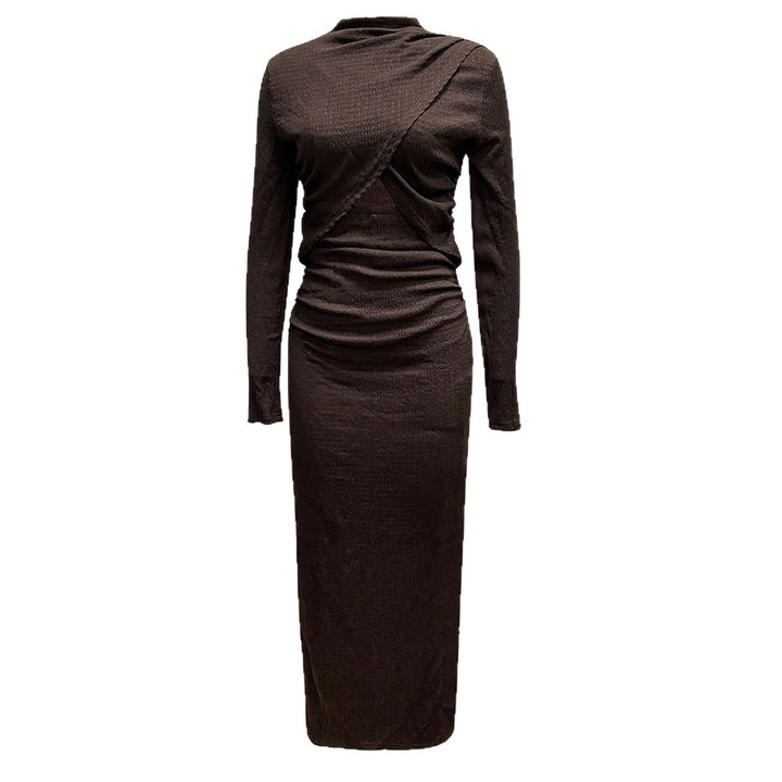 Robe portefeuille pour femmes avec une fente sophistiquée et de longues manches élégantes Levoire