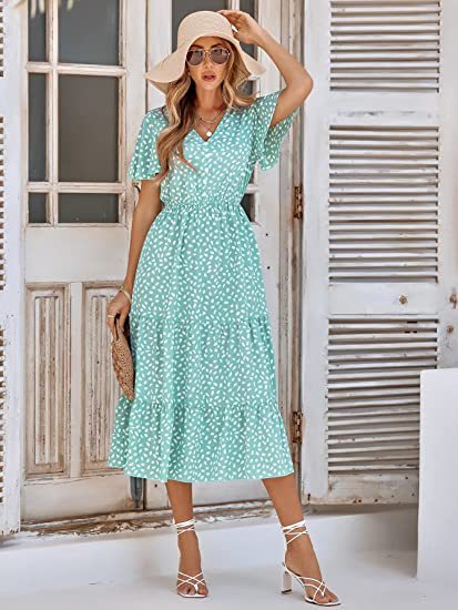 Robe maxi femme avec silhouette A-line décontractée et détails volantés Levoire