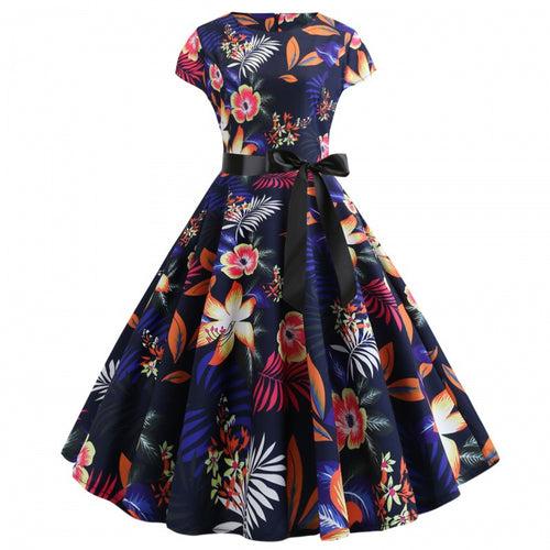 Robe midi pour femme avec design floral et jupe évasée Levoire