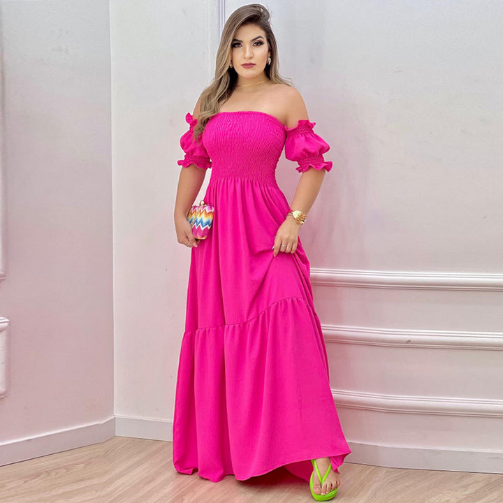 Robe Maxi Aérée pour Femmes avec Design Off-Shoulder et Détails Volants Levoire