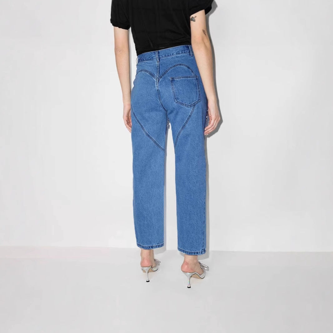 Jeans pour femmes designers détruits avec applications brillantes Levoire