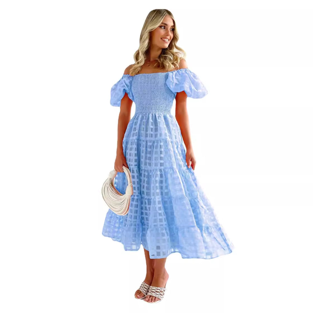 Robe maxi pour femmes avec manches bouffantes et haut élastique Levoire
