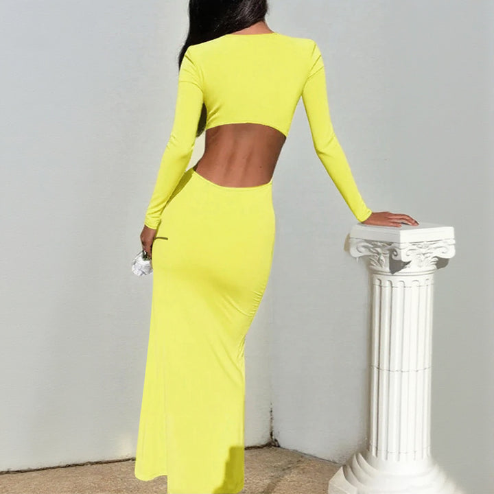 Robe maxi séduisante pour femme avec volants effilochés et décolleté en V plongeant Levoire