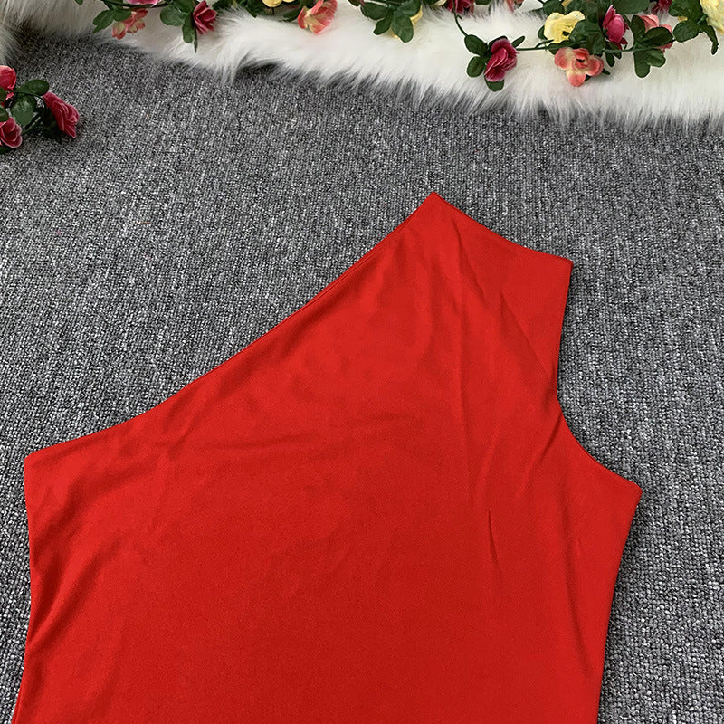 Levoire | Robe Maxi À Une Épaule Avec Décolleté Off-Shoulder Fente Latérale Élevée