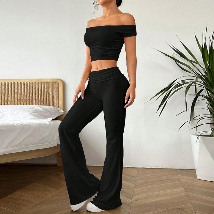 Ensemble top court décontracté pour femmes et pantalon taille haute Levoire