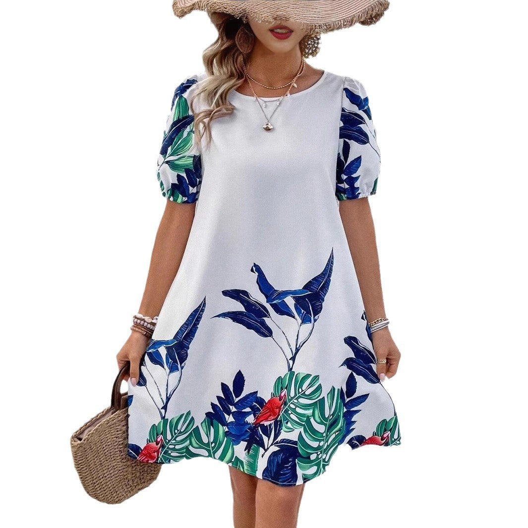 Levoire | Robe Florale Printemps Été Col Rond Décontractée