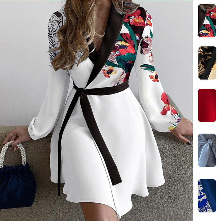 Robe portefeuille pour femmes avec imprimé artistique et manches élégantes Levoire